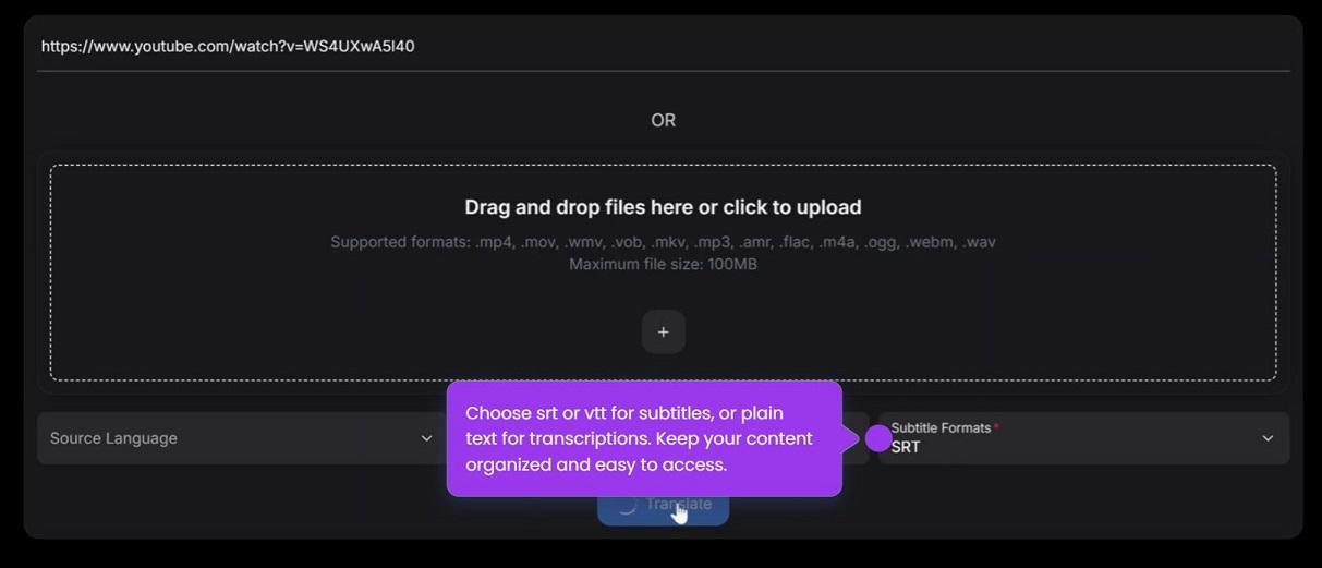 online subtitle creator - Choose target languages for translation
